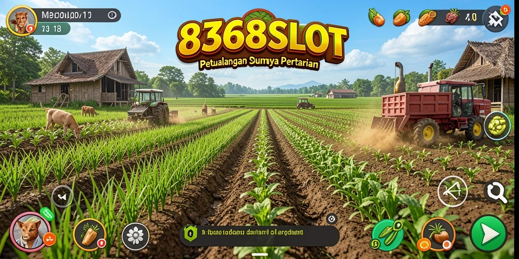 Tampilan gameplay seru di 8368SLOT saat bertani di ladang.