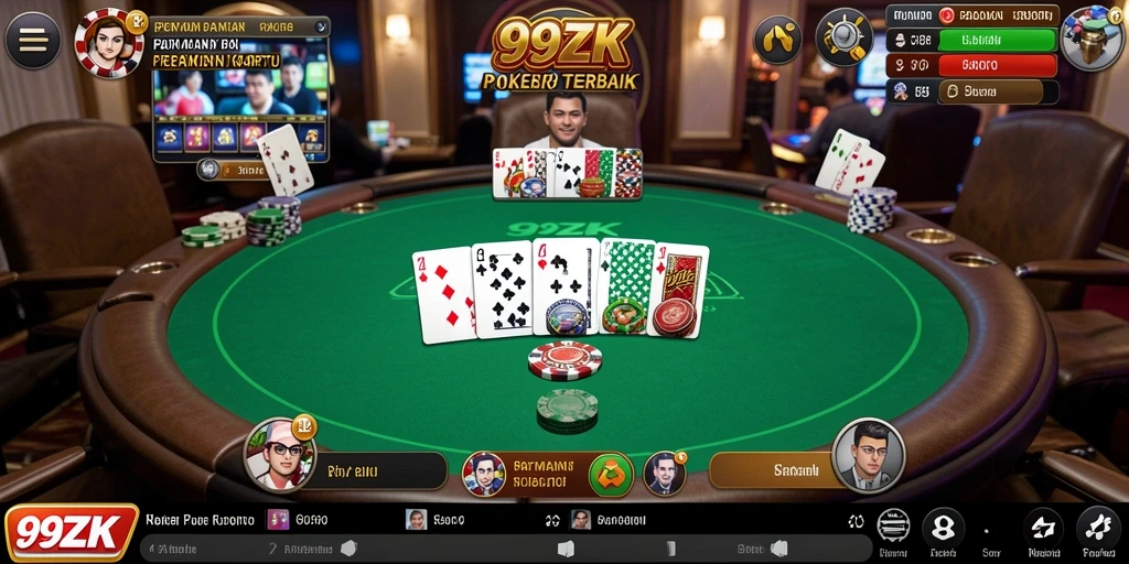 Tampilan gameplay Poker yang mendebarkan di aplikasi 99ZK.