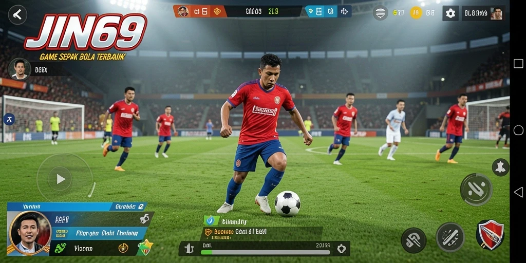 Screenshot utama JIN69 menampilkan grafik grafis permainan sepak bola yang menakjubkan.