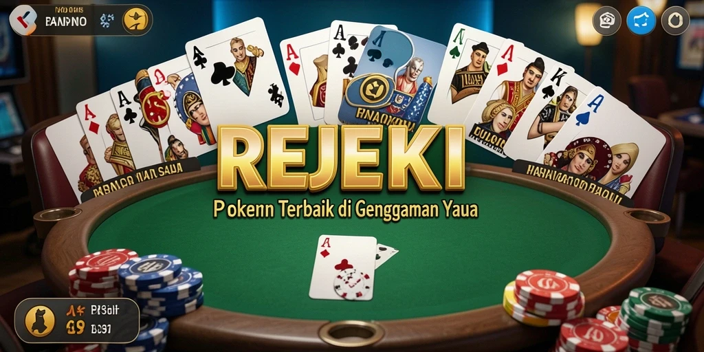 Tangkapan layar permainan Poker yang menampilkan suasana meja yang mendebarkan.
